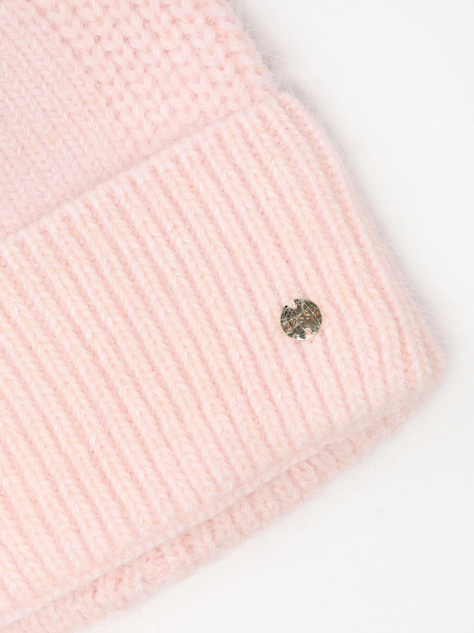 Шапка-бини из ангоры и нейлона с отворотом в ассортименте